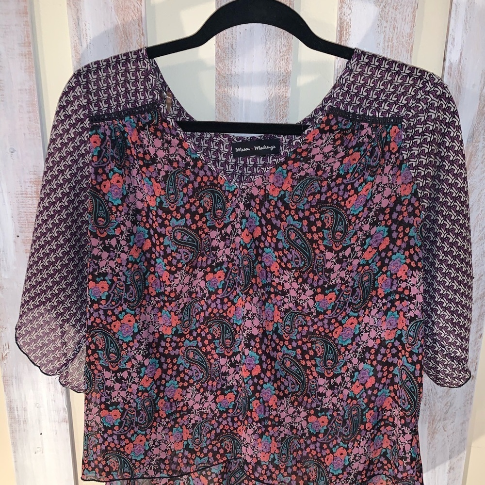 Mason + Mackenzie Sheer Floral Blouse M - Picture 2 of 4